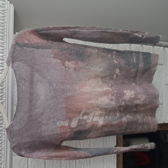 Women's Camo Handmade Knitted Pattern Boutique V- Neck Sweater Size SX - Picture 5 of 11